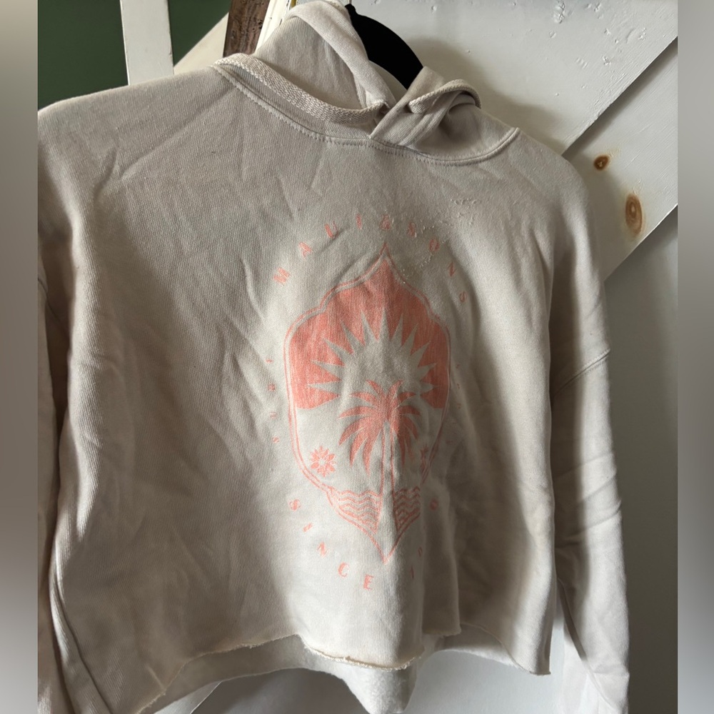 Maui and Sons Women's Cream Hoodie with Pink Graphic